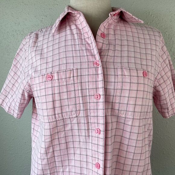 Christopher & Banks Pink Plaid Button Down Shirt Size S EUC - Picture 2 of 7